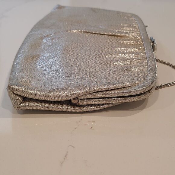 Vintage After Five Special Occasion Clutch/Handbag in Metallic Silver - Picture 5 of 10